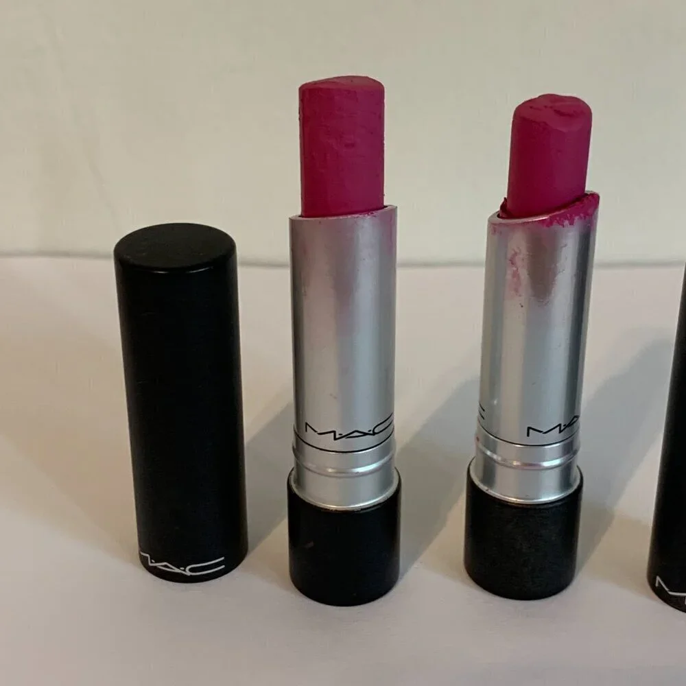 (2) MAC Pro Longwear Love Forever Lipstick USED Pink Rare Flawed Creme Disco SET